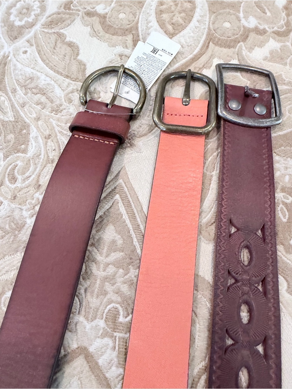 GAP Women's Leather Belt Set in Brown, Coral, Black. By Ed Hardy & Gap - Picture 3 of 5